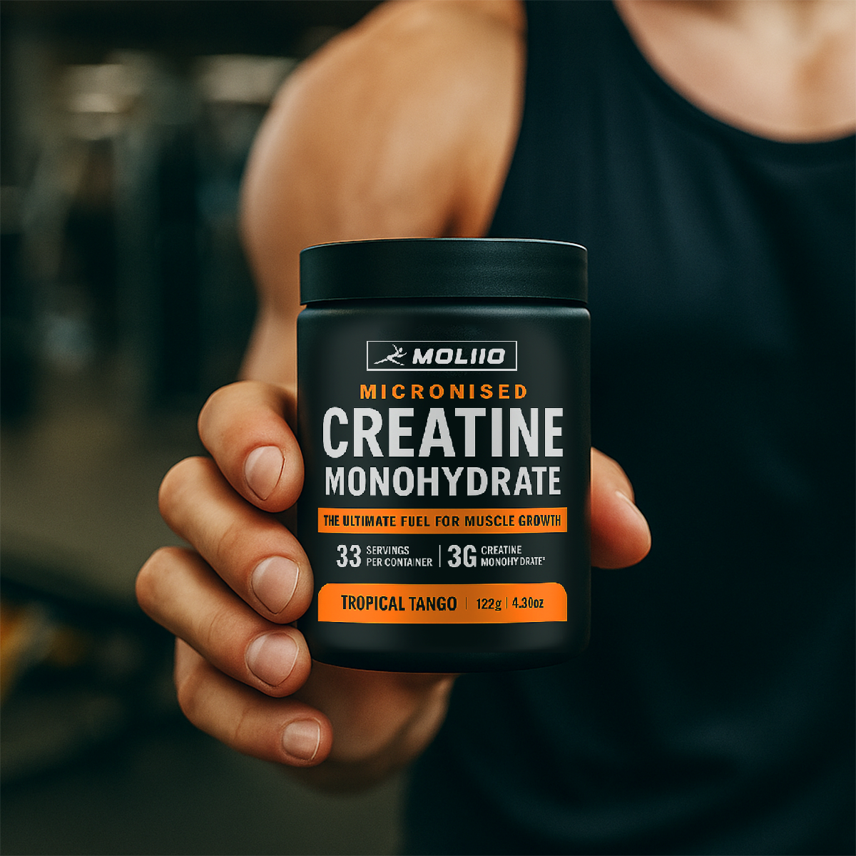MOLLIO™ Pure Micronised Creatine Monohydrate (122g, 33 Servings) Tropical Tango